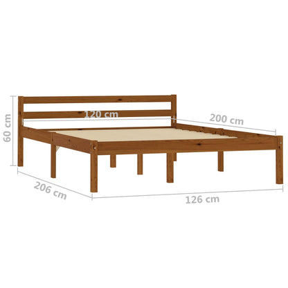 Sängram utan madrass honungsbrun massiv furu 120x200 cm