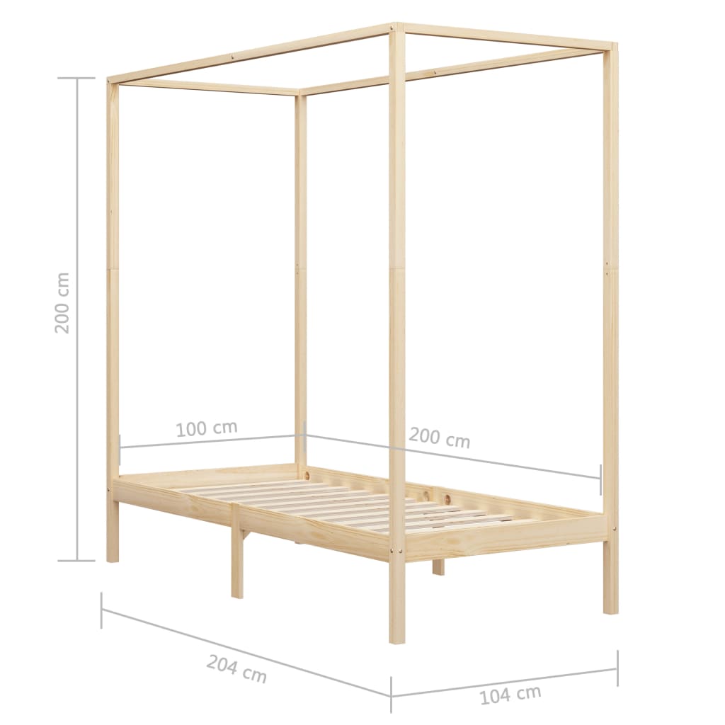 Sänghimmel utan madrass massivt trä 100x200 cm