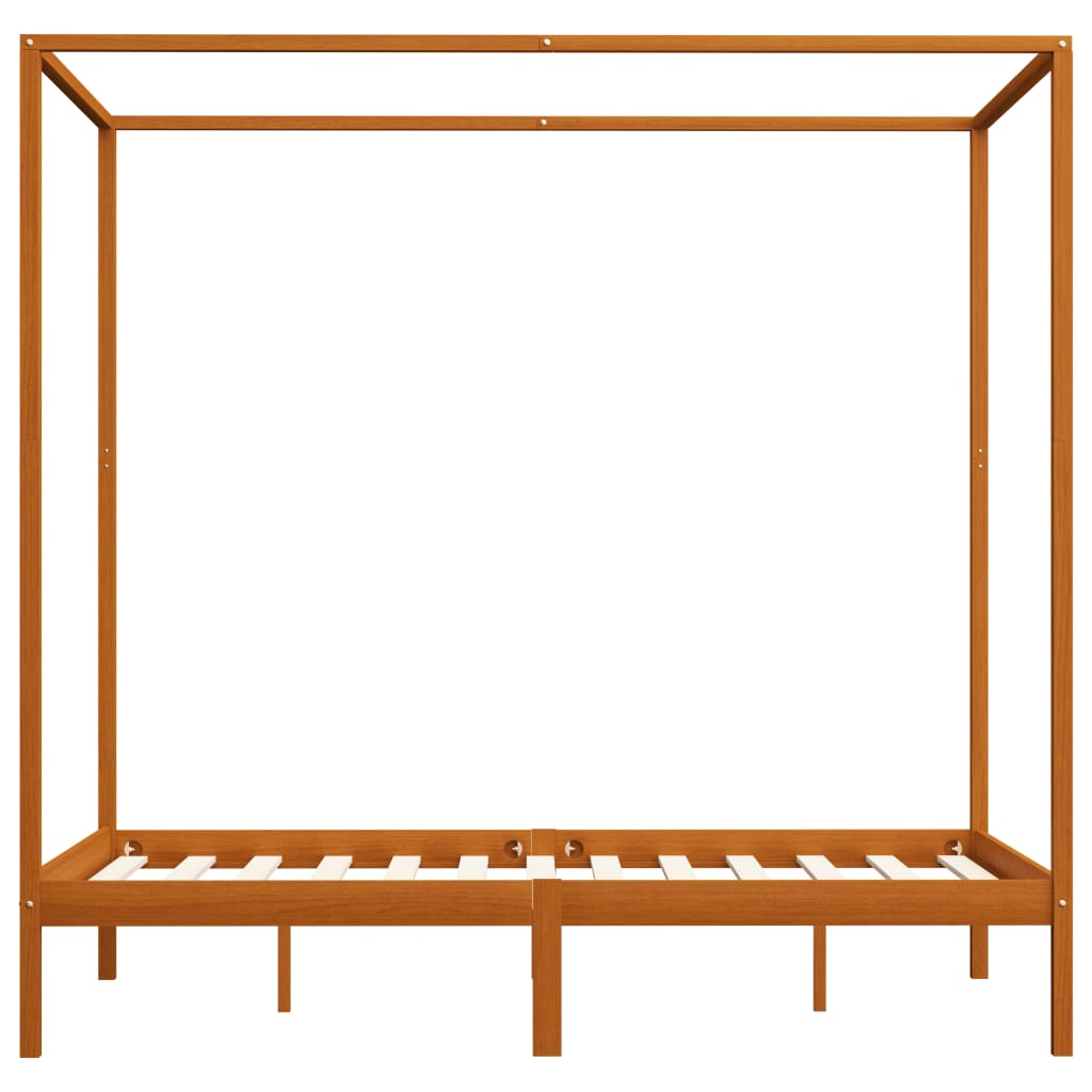 Sänghimmel utan madrass honungsbrun massivt trä 120x200 cm