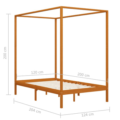 Sänghimmel utan madrass honungsbrun massivt trä 120x200 cm