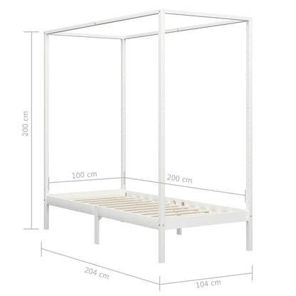 Sänghimmel utan madrass vit massivt trä 100x200 cm