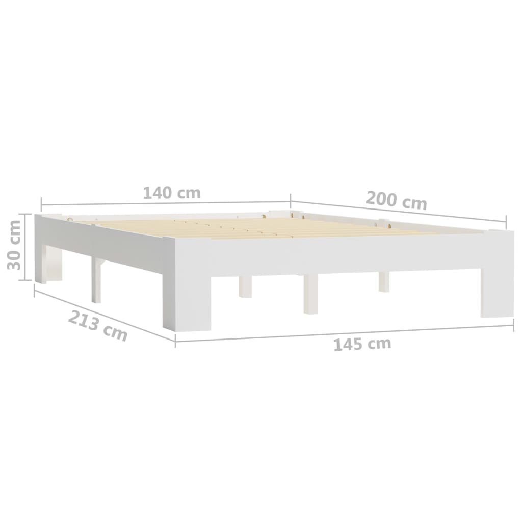 Sängram utan madrass vit massiv furu 140x200 cm