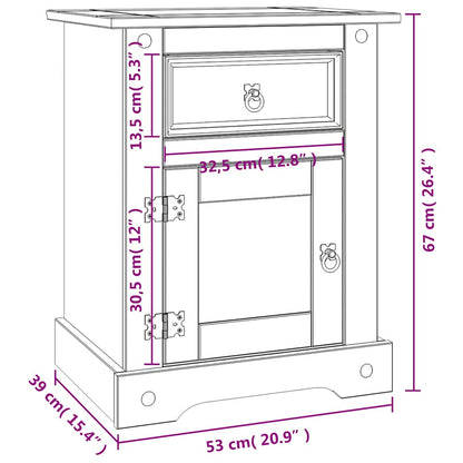 Nattduksbord mexikansk coronastil furu vit 53x39x67 cm