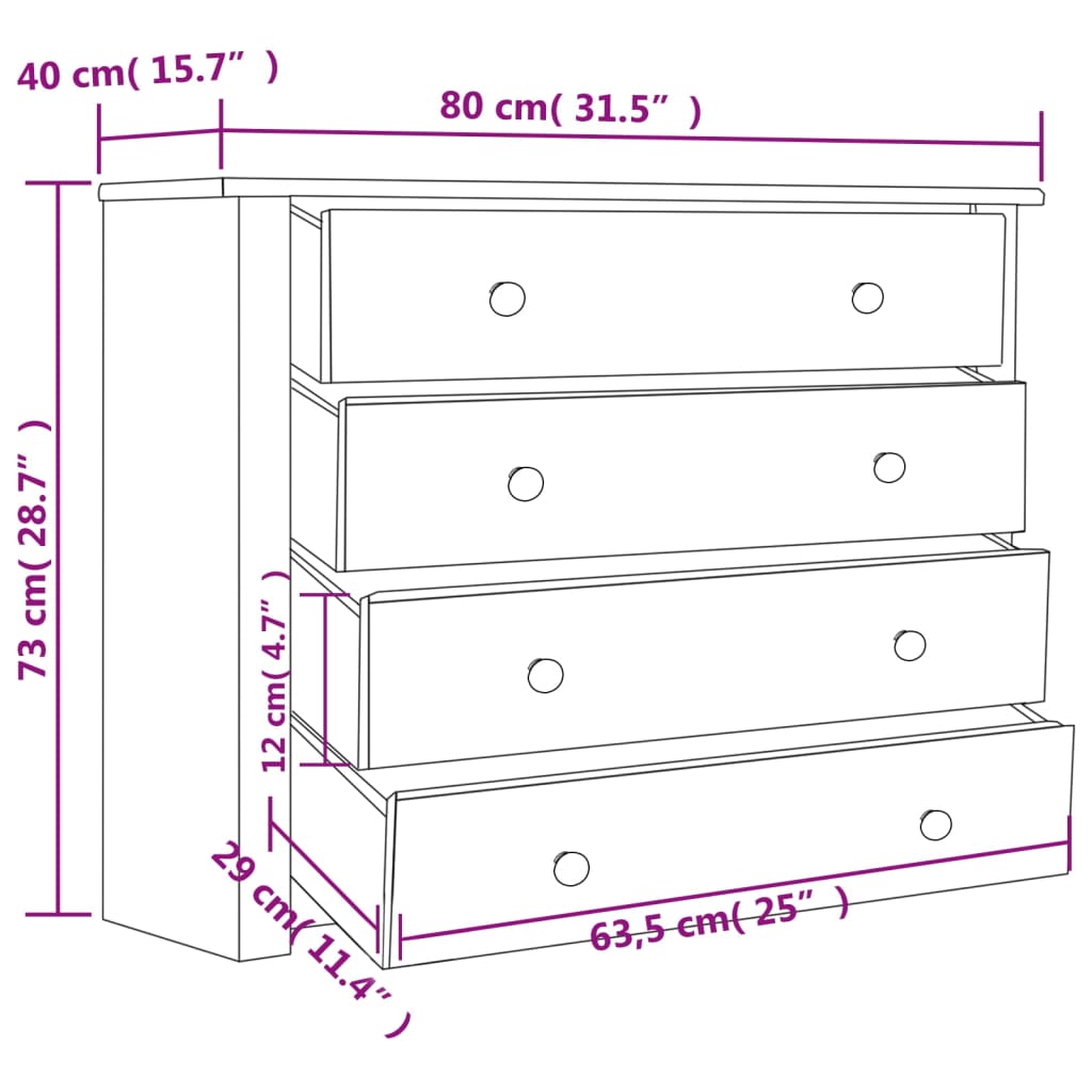 Skänk 80x40x73 cm furu Panama