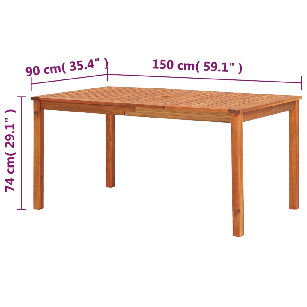 Trädgårdsbord 150x90x74 cm massivt akaciaträ