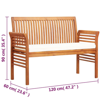 Trädgårdsbänk 2-sits med dyna 120 cm massivt akaciaträ