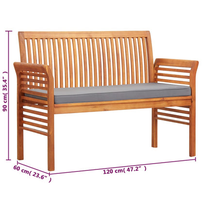 Trädgårdsbänk 2-sits med dyna 120 cm massivt akaciaträ