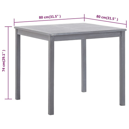 Trädgårdsbord grå 80x80x74 cm massivt akaciaträ