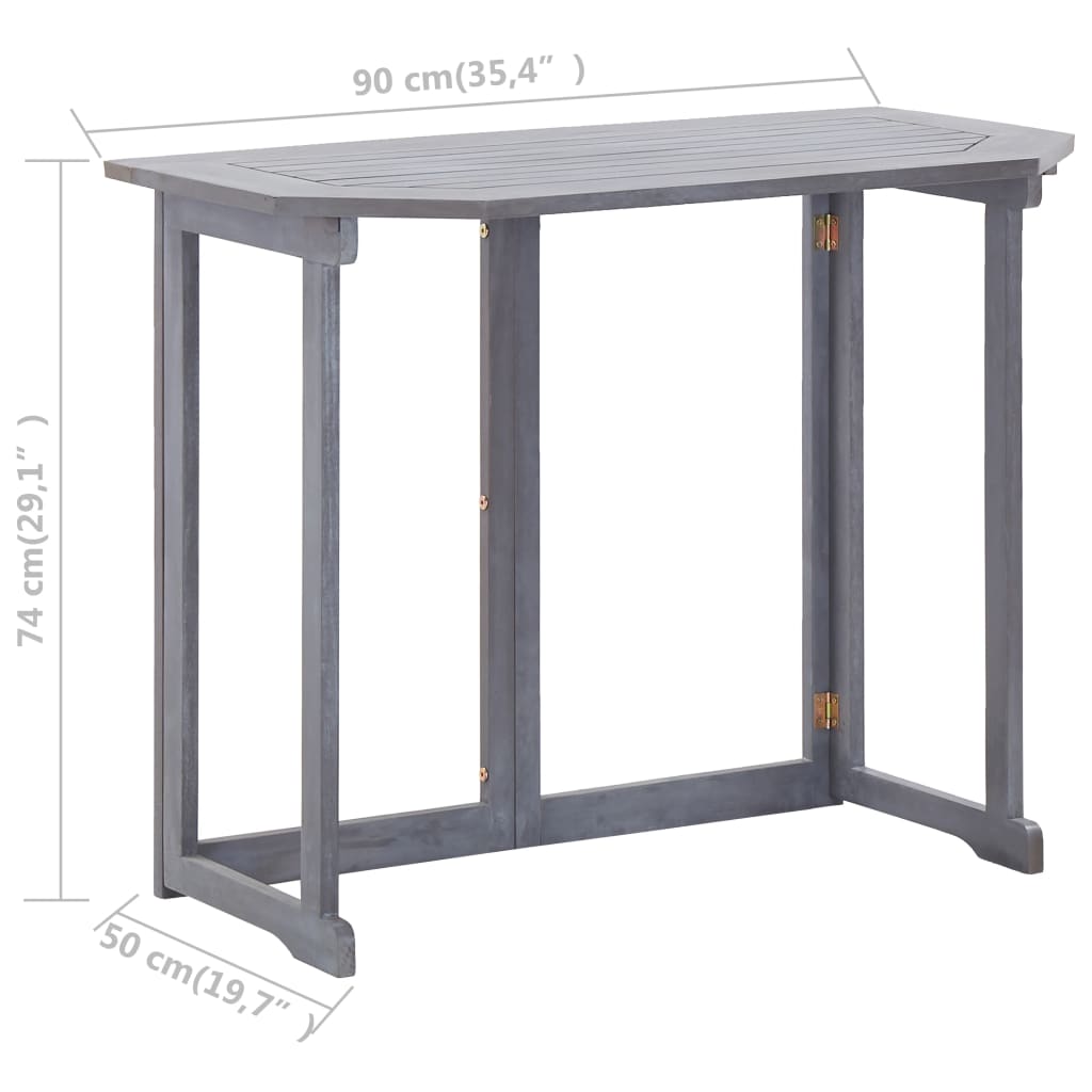 Hopfällbart balkongbord 90x50x74 cm massivt akaciaträ