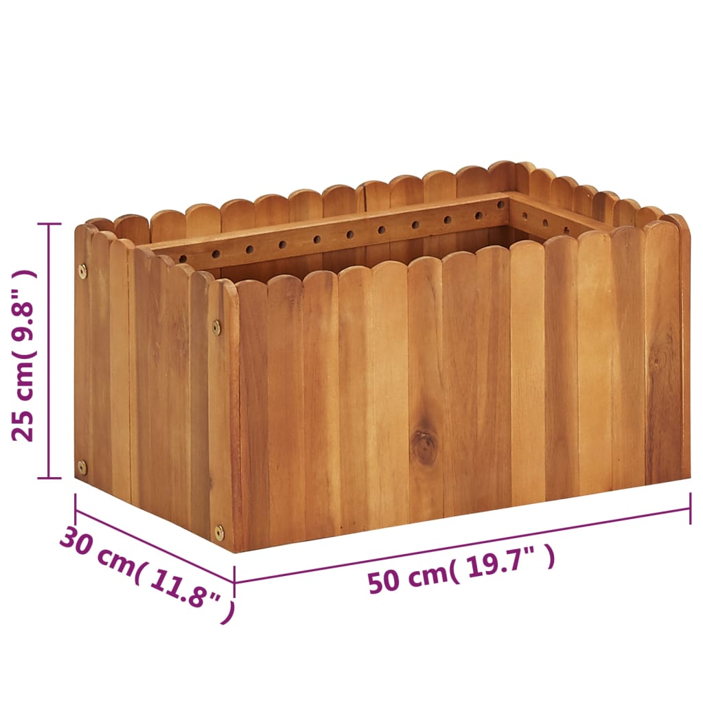 Odlingslåda upphöjd 50x30x25 cm massivt akaciaträ