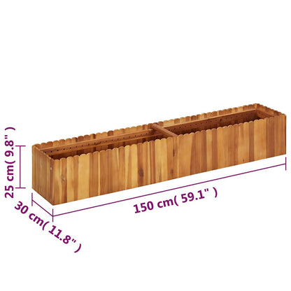 Odlingslåda upphöjd 150x30x25 cm massivt akaciaträ