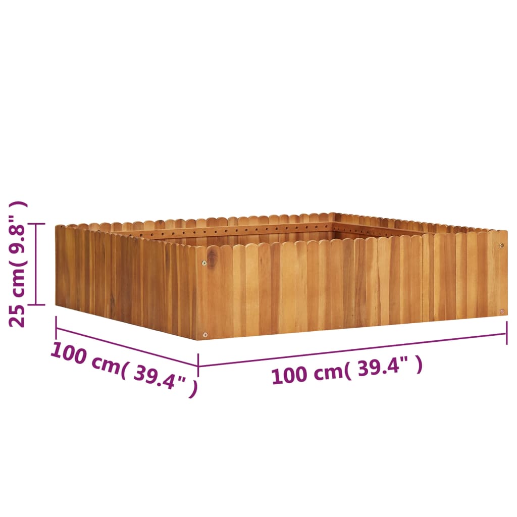 Odlingslåda upphöjd 100x100x25 cm massivt akaciaträ