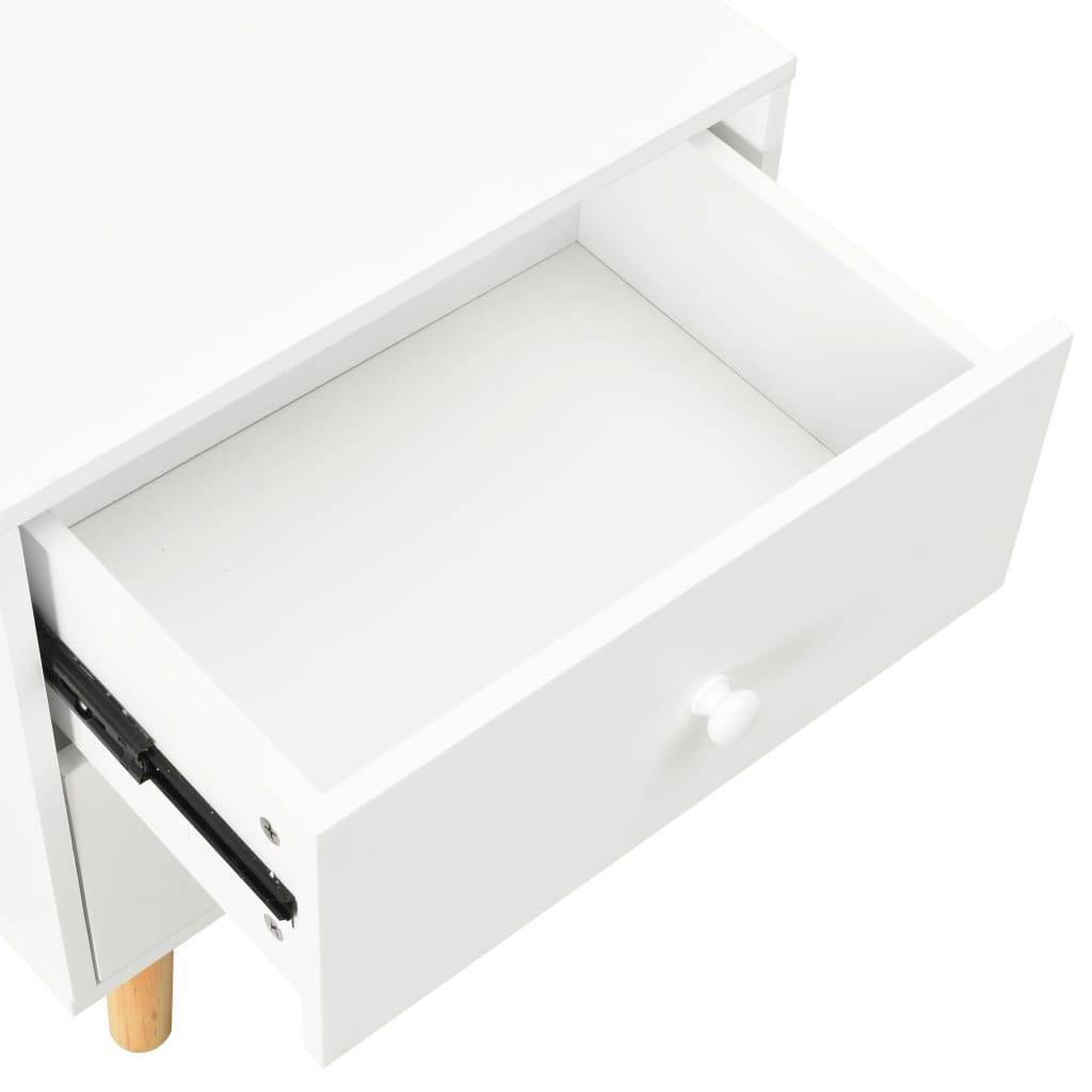 Sängbord 2 st vit 40x30x50 cm massiv furu