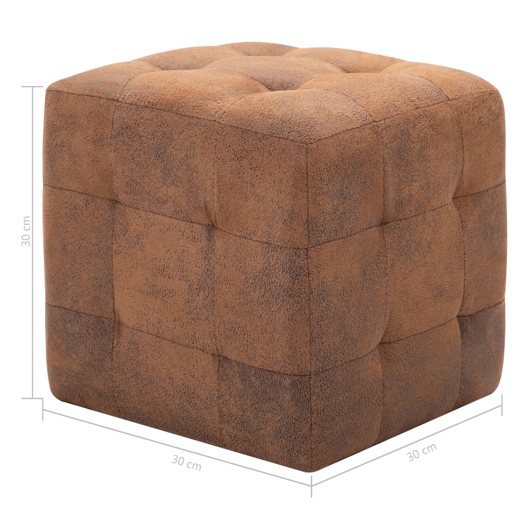 Sittpuff 2 st brun 30x30x30 cm konstmocka