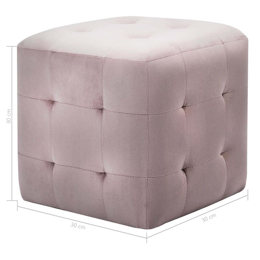 Sittpuff 2 st rosa 30x30x30 cm sammetstyg