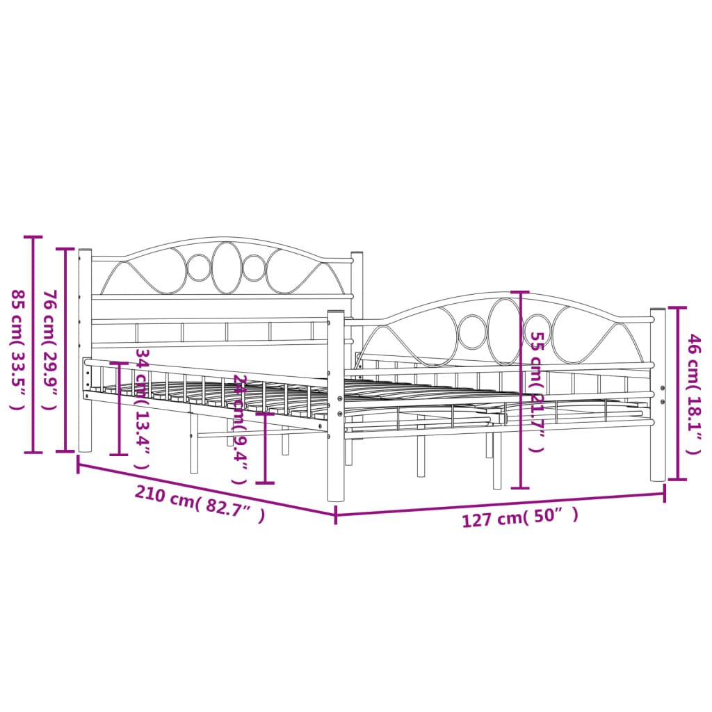 Sängram utan madrass vit metall 120x200 cm