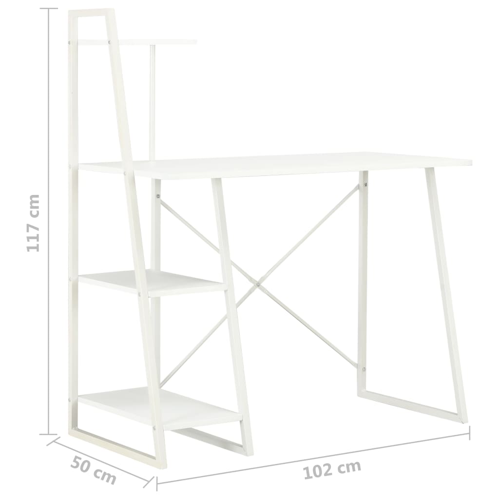 Skrivbord med hyllenhet vit 102x50x117 cm