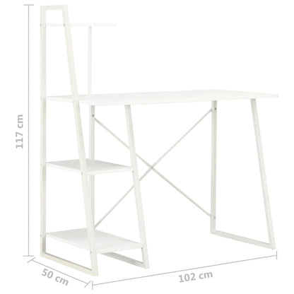 Skrivbord med hyllenhet vit 102x50x117 cm