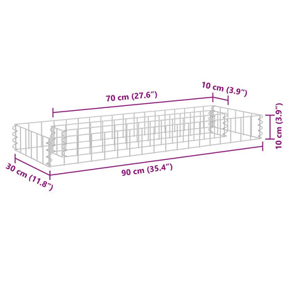 Planteringsgabion upphöjd galvaniserat stål 90x30x10 cm