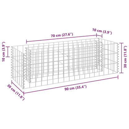 Planteringsgabion upphöjd galvaniserat stål 90x30x30 cm