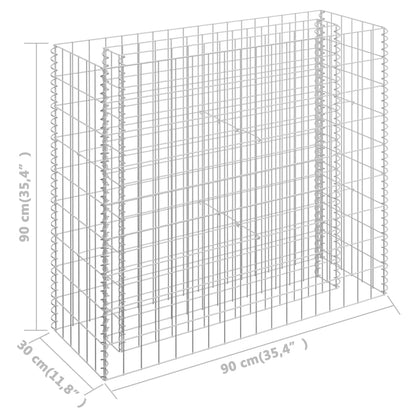 Planteringsgabion upphöjd galvaniserat stål 90x30x90 cm