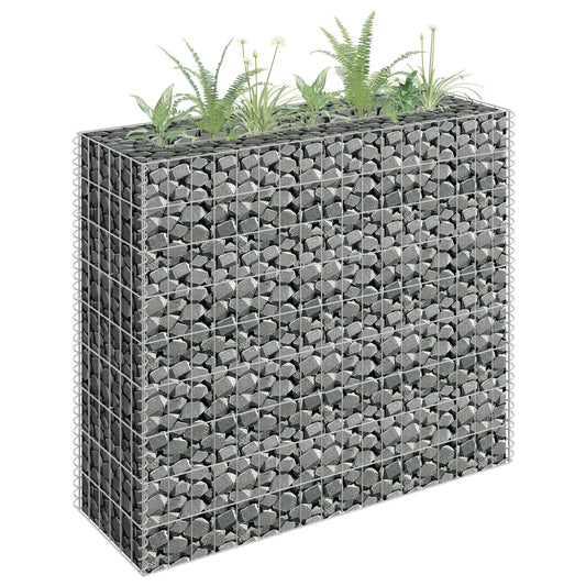 Planteringsgabion upphöjd galvaniserat stål 90x30x90 cm