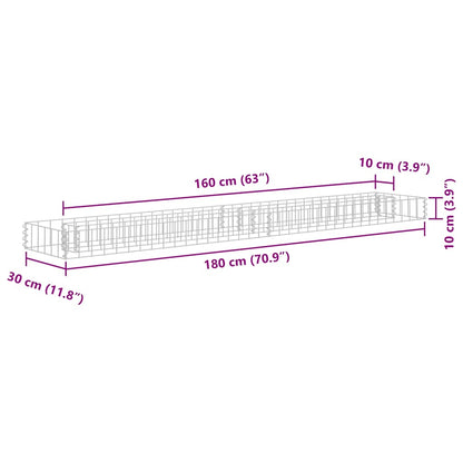 Planteringsgabion upphöjd galvaniserat stål 180x30x10 cm