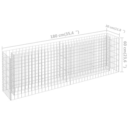 Planteringsgabion upphöjd galvaniserat stål 180x30x60 cm