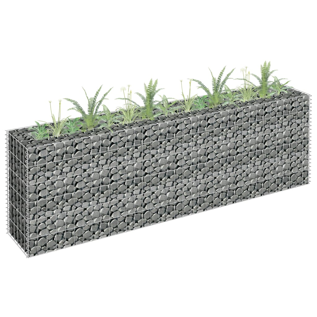 Planteringsgabion upphöjd galvaniserat stål 180x30x60 cm