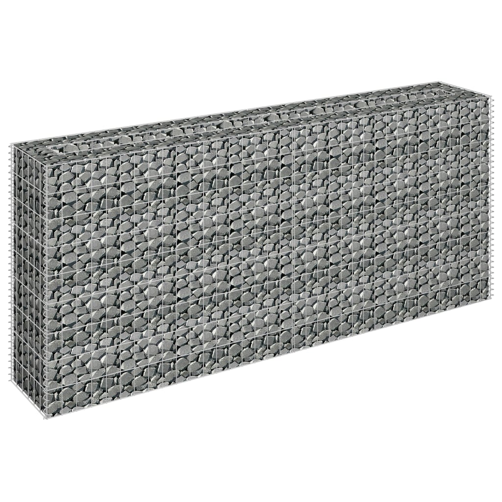 Planteringsgabion upphöjd galvaniserat stål 180x30x90 cm