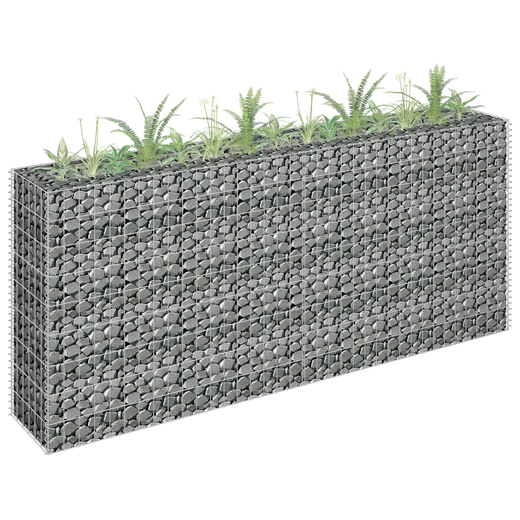 Planteringsgabion upphöjd galvaniserat stål 180x30x90 cm