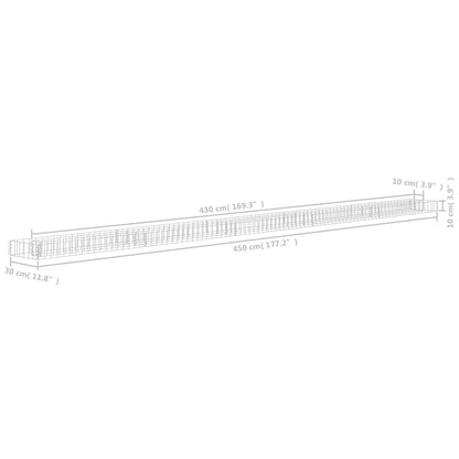 Planteringsgabion upphöjd galvaniserat stål 450x30x10 cm