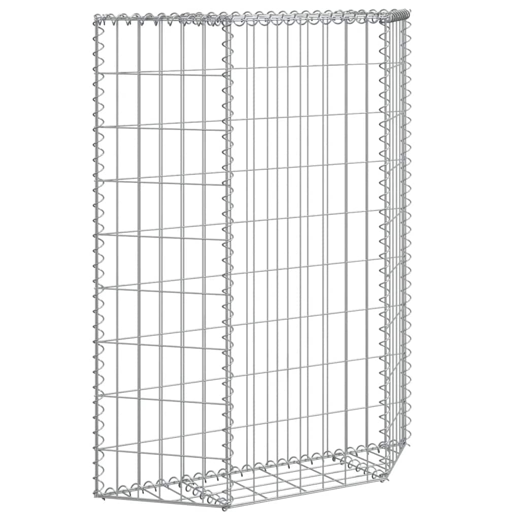 Gabion trapets upphöjd galvaniserat stål 80x20x100 cm