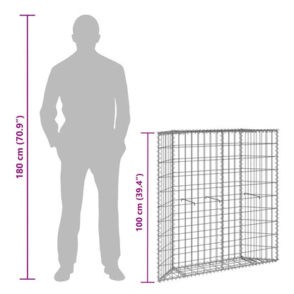 Gabion trapets upphöjd galvaniserat stål 100x20x100 cm