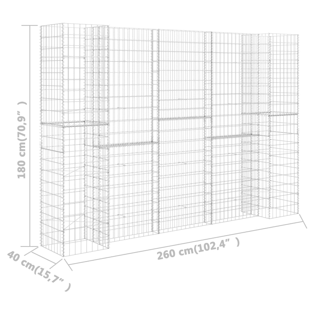 Planteringsgabion H-formad stål 260x40x180 cm