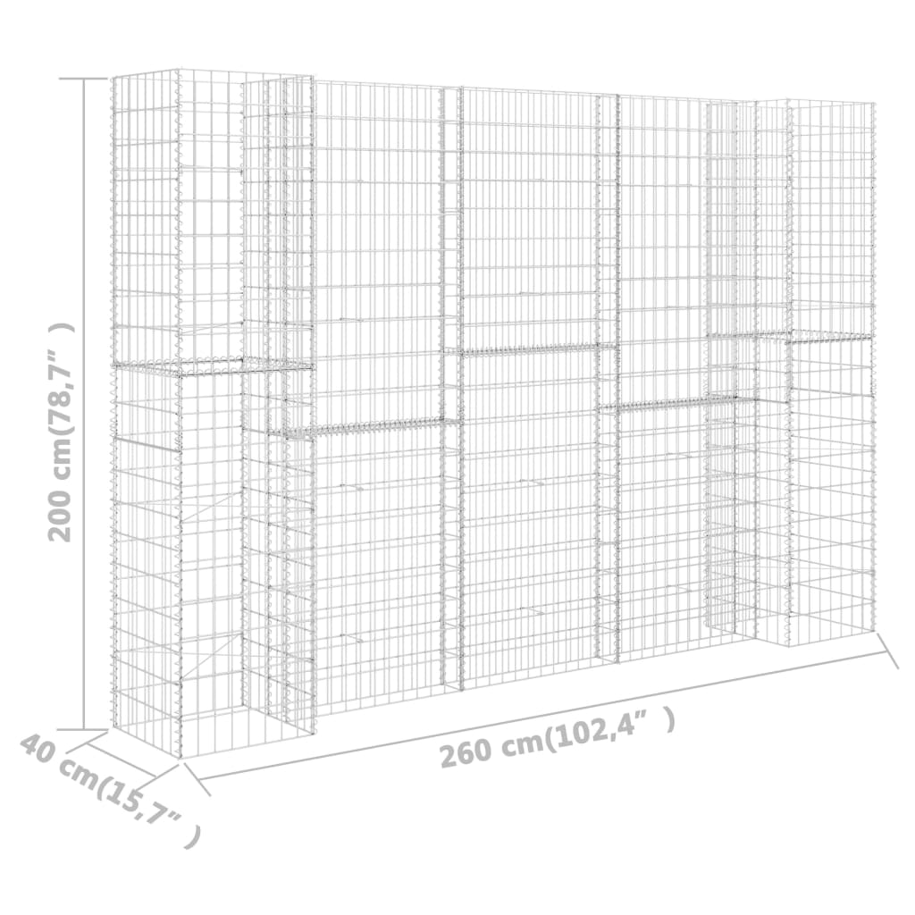 Planteringsgabion H-formad stål 260x40x200 cm