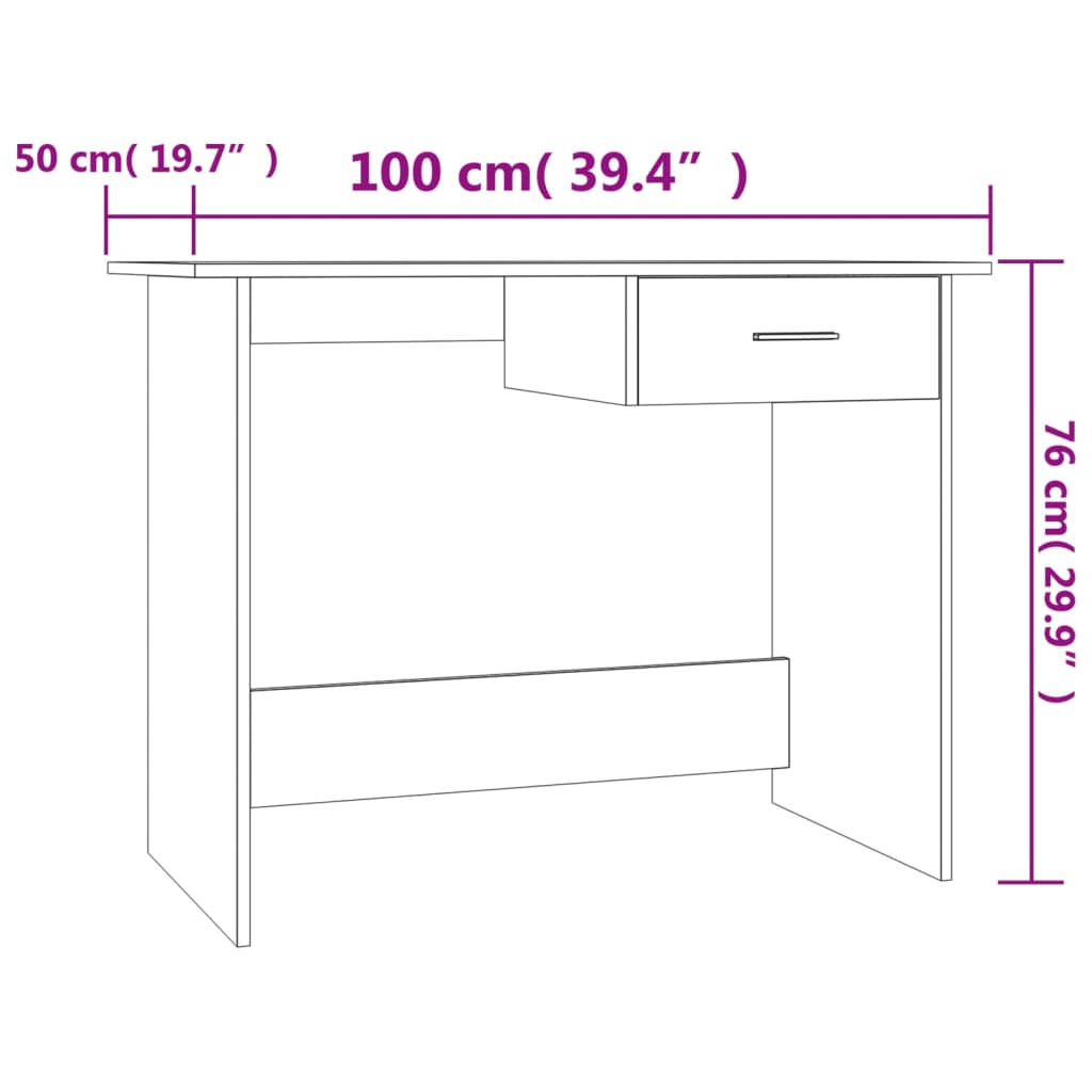 Skrivbord betonggrå 100x50x76 cm konstruerat trä