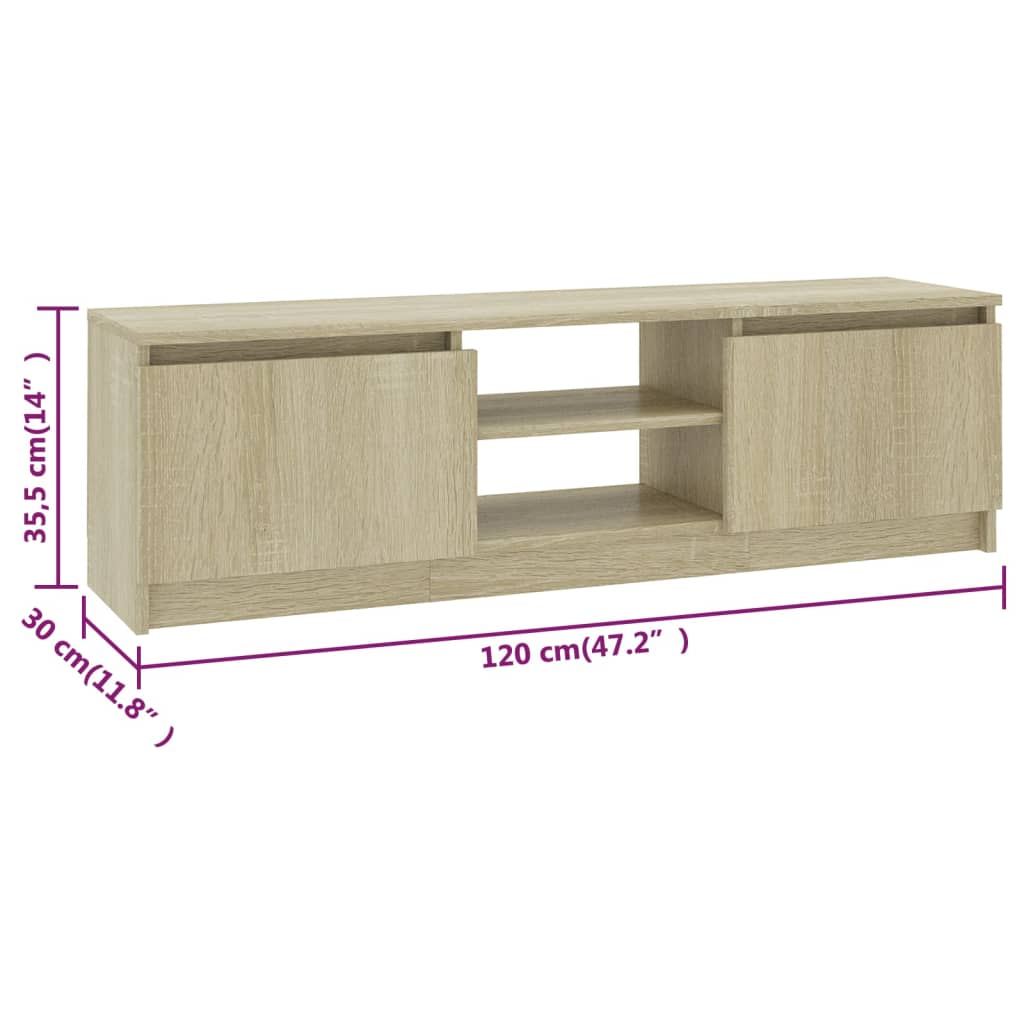 Tv-bänk sonoma-ek 120x30x35,5 cm konstruerat trä