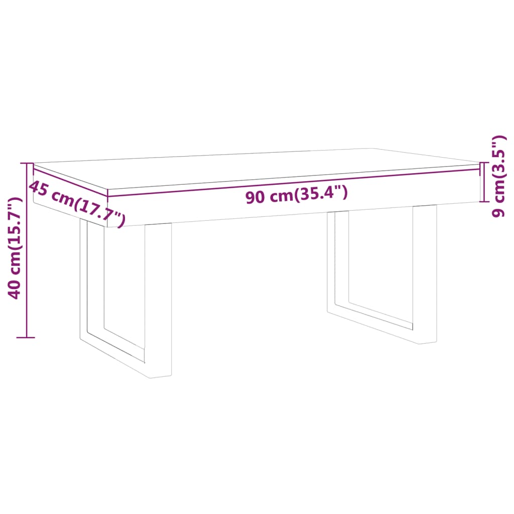 Soffbord ljusbrun och svart 90x45x40 cm MDF och järn