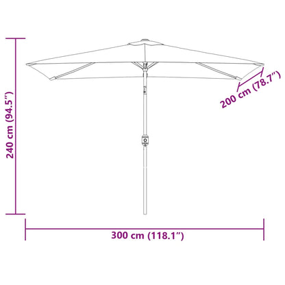 Trädgårdsparasoll med metallstång 300x200 cm svart