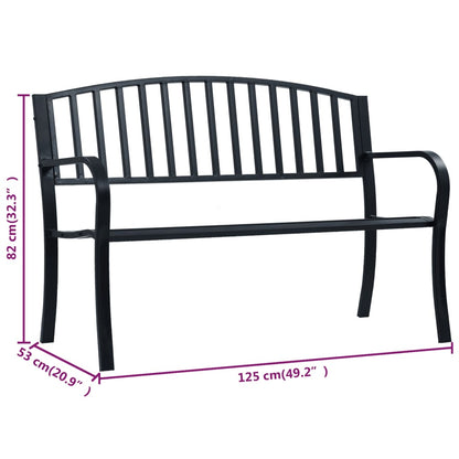 Trädgårdsbänk 125 cm svart stål