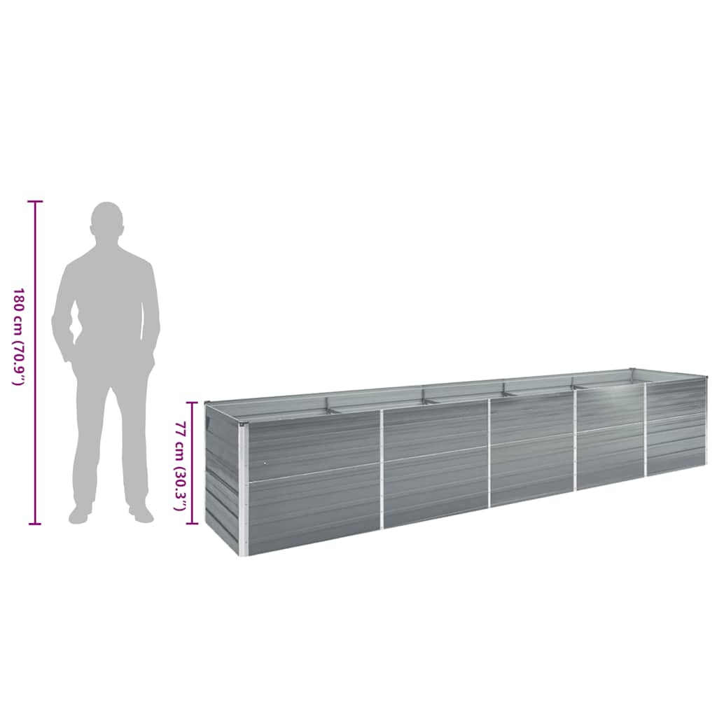 Odlingslåda upphöjd galvaniserat stål 400x80x77 cm grå