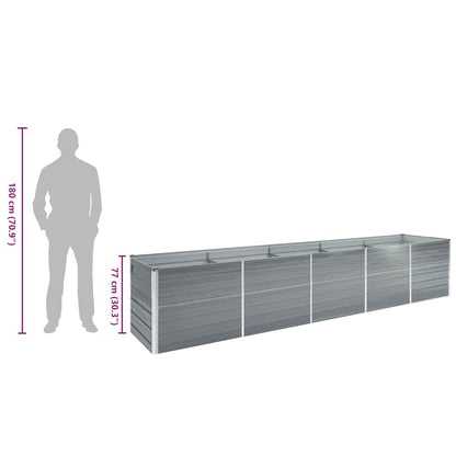 Odlingslåda upphöjd galvaniserat stål 400x80x77 cm grå