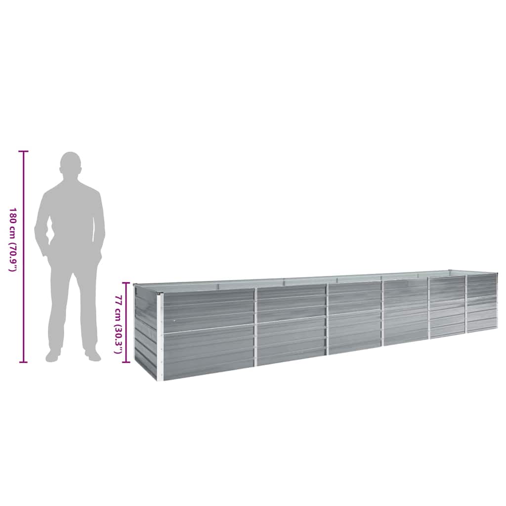 Odlingslåda upphöjd galvaniserat stål 480x80x77 cm grå