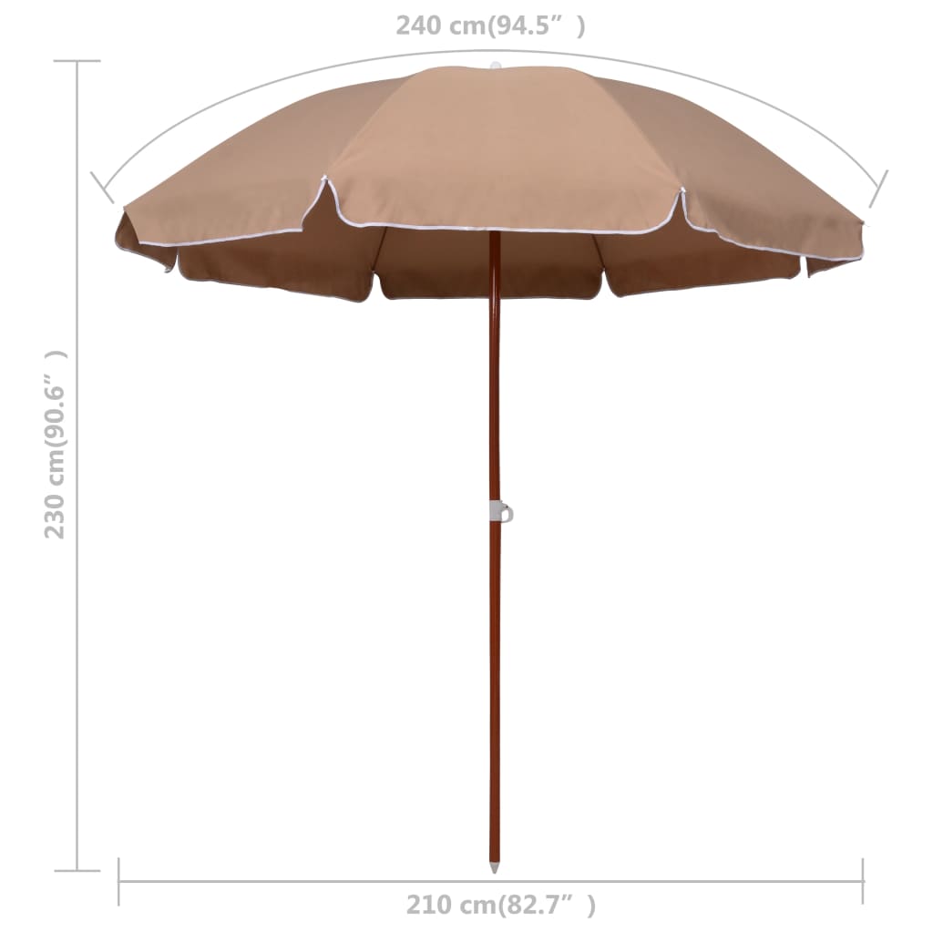 Trädgårdsparasoll med stålstång 240 cm taupe