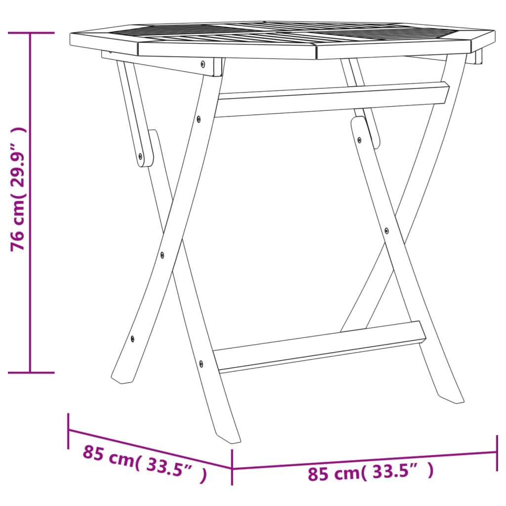 Hopfällbart trädgårdsbord 85x85x76 cm massiv teak