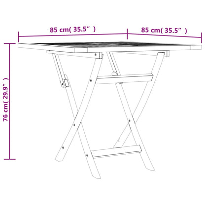 Hopfällbart trädgårdsbord 85x85x76 cm massiv teak