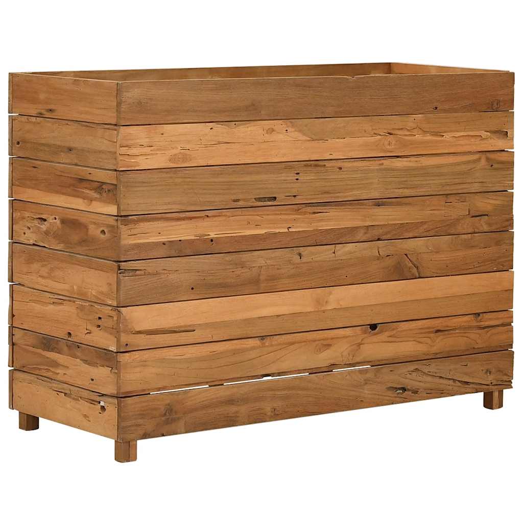 Blomlåda upphöjd 100x40x72 cm återvunnet teakträ och stål