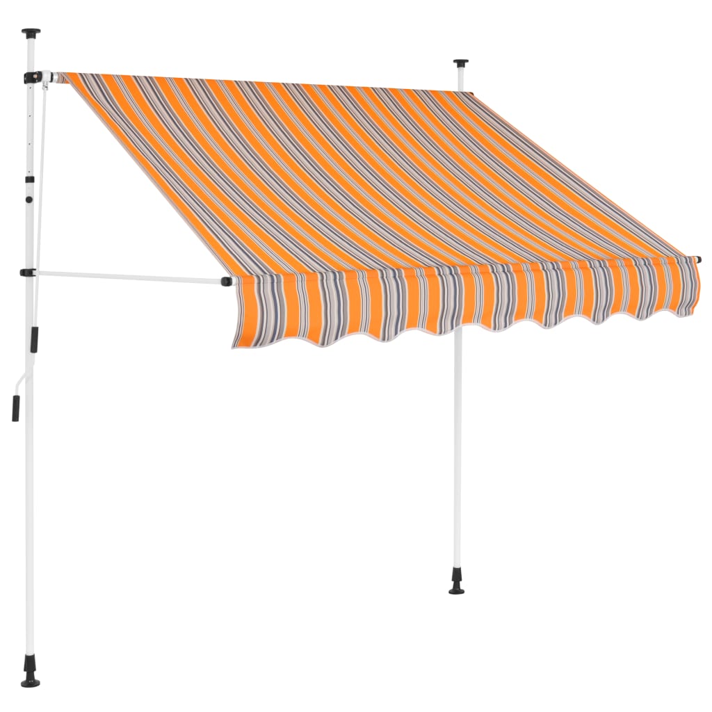 Markis manuellt infällbar 100 cm gula och blå ränder