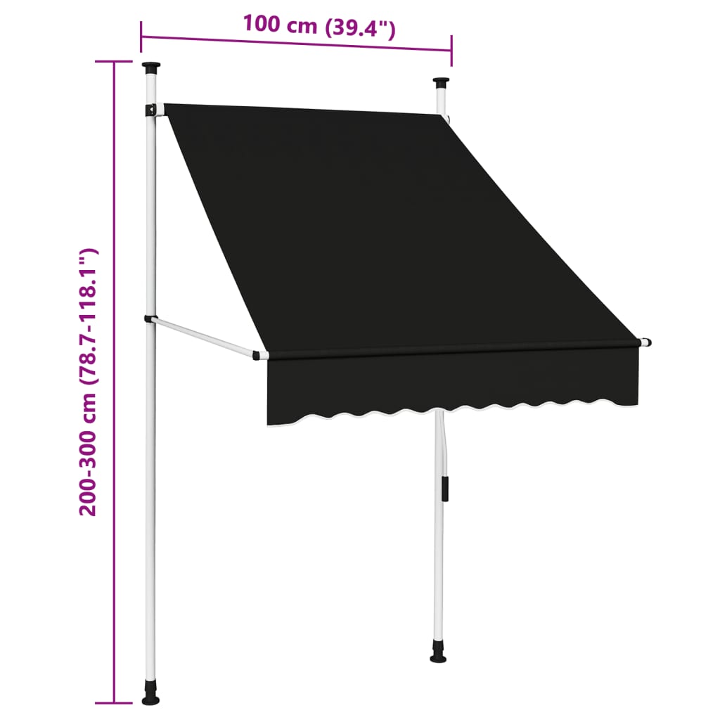 Markis manuellt infällbar 100 cm antracit